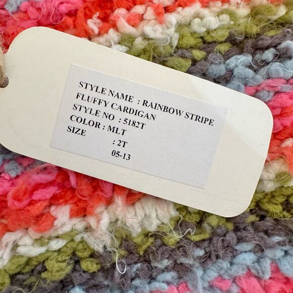 Mimi & Maggie Button Down Rainbow Stripe Fluffy Cardigan Sweater 2T NWT - Picture 6 of 10